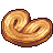 Pixelated icon of a golden-brown pastry with swirled texture and dark brown accents on light gray background.