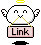 A 4-frame animated contact sheet showing a pixelated white angelic character with wings and halo holding a pink "Link" sign, displaying subtle pose and halo variations across frames.