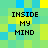 A pixelated of cyan, green, and yellow squares with four identical text blocks reading "INSIDE MY MIND" in black block letters