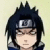 Pixelated anime-style icon of a character with spiky black hair, closed eyes, and a silver headband featuring a dark circular symbol on light background.