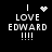 Black background with white pixelated text reading 'I LOVE EDWARD !!!!' and four distinct animated symbols above 'I' in each frame.