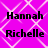 A static image with a bright pink background featuring white diamond-shaped patterns and repeated black text reading "Hannah" and "Richelle."