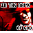 identical red-toned character portraits with changing text overlays in a pixelated style