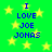 Green background with yellow stars and blue text reading "I LOVE JOE JONAS" in four identical vertical arrangements.