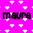A static image with a bright pink background patterned by white pixelated hearts, featuring repeated black text "maura" in three distinct positions.