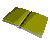 Animated sequence of a green book-like object with layered pages, showing progressive page-turning motion against a gray background.