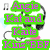 Pixelated green text blocks spell 'Angie Kat and Kaite Kiss BFF' over a black-and-white cartoon cat with headphones, light blue background elements.