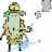 Pixelated character with green skin and hat exhales smoke, displayed in a four-quadrant with text overlays