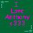 Green background with repeated pink text "I Love Anthony <333" and light blue star-shaped decorations.