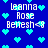 Blue background with cyan pixelated hearts; white text 'Leanna Rose Benesh<3' repeated in two , each showing slight horizontal shift of heart positions