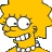 Pixelated yellow cartoon character with large white eyes, wide open mouth showing teeth, and spiky hair against white background.