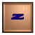Blue stylized Z on brown textured background with dark border, showing animation progression from solid to pixelated effect.
