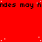 Red background with repeated black text 'hndes may' and scattered white dots, partially obscured by a gray rectangle in the bottom-right corner.