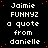 A static digital image displays repeated text in white pixelated font on a black background with scattered red dots, featuring a solid gray rectangle in the bottom-right corner.
