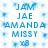 Blue text labels on a white background with animated star-like sparkles, showing repeated names and symbols in two