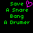 Green pixelated text on black background with a pink heart symbol replacing the 'o' in Save, repeated twice side-by-side.