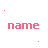 Static image with repeated pink 'name' text and scattered plus signs on white background.