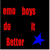 Static pixel art icon featuring red text and a blue star on black background, with multiple red shapes including rectangular blocks and vertical bars.