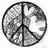Circular icon divided into three sections with patterned, white, and abstract shapes; black heart on textured background; cartoon character with raised arms and red mouth.