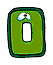 Green rounded rectangle with dark green border, white vertical slot in center, and two light blue curved shapes above the slot; four variations show different aspect ratios.