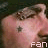 A 48x48 pixel animated contact sheet showing two side-by-side frames of a close-up face with visible facial features and text at the bottom, likely from an AOL Instant Messenger buddy icon animation.