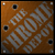 Brown background with scattered black circular holes and gray pixelated text fragments, some appearing as partial words or symbols.