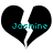 Two identical black broken heart shapes with cyan text "Jasmine" overlaid on a white background.