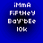 Four identical pixelated text on blue background with white lettering showing 'iMmA FiFtHeY Boy'bEe 10k' in a