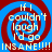 Four identical display a red and blue spiral background with white text reading "If I couldn't laugh I'd go INSANE!!!" in pixelated font