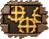 Three variations of a mechanical gear assembly within a brown, textured, rectangular frame against a gray background.