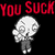 Pixelated animated contact sheet showing two frames of a cartoon character with red text above, each frame depicting the same character in slightly different poses against black background.