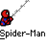 Animated contact sheet of Spider-Man frames showing web-swinging, cityscape views, and action poses with repeated text labels.