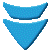 Pixelated blue and cyan triangular shapes arranged in a pattern with varying shades and dot textures on a gray background