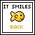 Two side-by-side pixel art display identical text and a smiling fish icon with one showing yellow text below the icon
