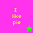 Yellow text "I like pie" on a split background with pink and green sections, each containing a star icon.
