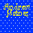 Yellow pixelated text 'Andrew Hales' on blue background with white dots, four identical arranged in a