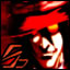 Static 64x64 pixel icon with red and white color scheme showing a stylized character face in profile view against dark background.