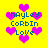 Yellow background with pink heart shapes and blue text reading 'hAyLeY CorBin Love' in pixelated font, arranged in a repeating pattern.