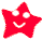 Two red star-shaped figures with white eyes and smiling mouths, positioned side-by-side on a white background.