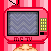 Pixelated pink television sets with 'MC TV' text, zigzag-patterned screens, and yellow-green button on a striped background