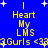 Blue background with yellow text reading "I Heart My LMS 3Gurls <333" and white star shapes, displayed in a of four identical sections