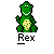 Green pixelated dinosaur with yellow belly patch stands beside red 'TOY STORY' text on gray background.