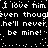 Black background with white pixelated text repeating 'I love him even though he'll never be mine!' in two mirrored , surrounded by scattered white dots