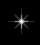 A pixelated starburst with eight radiating arms on a black background, featuring a bright white center and gray gradient arms.