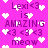 Pixelated text and heart symbols on a bright pink background with animated white hearts floating upward.