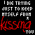 A 3x3 contact sheet of animated frames showing a pixelated text-based animation with red and white lettering on black background, displaying the phrase "I DIE TRYING JUST TO KEEP MYSELF FROM kissing YOU" with small star-like symbols changing position across frames.