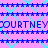 Pixelated text repeats across a pink background with blue diamond patterns, showing no motion or animation changes.