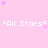 Pink background with repeated 'All Stars' text and scattered purple stars, some stars animate by fading in and out.