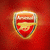 A pixelated shield-shaped icon with red and gold colors on a solid red background.