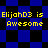Yellow pixelated text 'ElijahD3 is Awesome' on blue and black checkered background with diamond pattern.